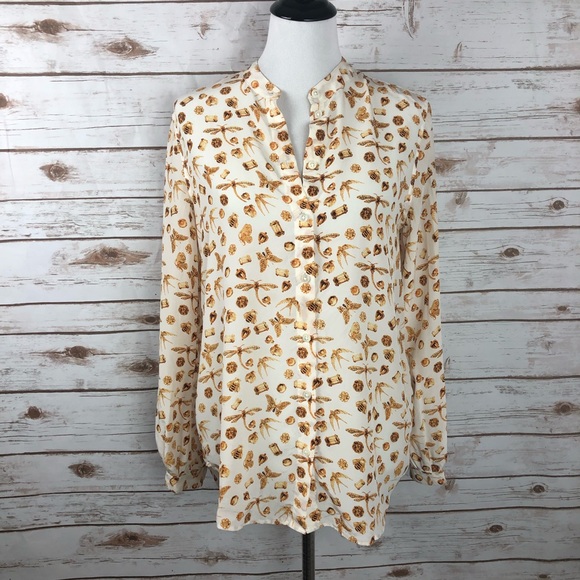 Equipment Tops - Equipment Silk Gold Jewel Blouse